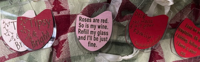 Wine Glass Ornament or Bottle Tags